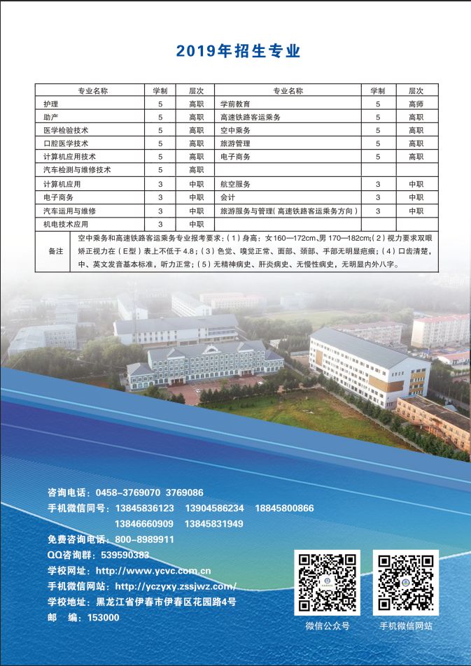 伊春职业学院2019年初中起点招生简章